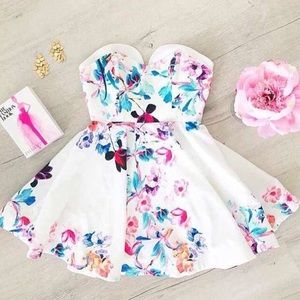 Watercolour Floral Skater Dress